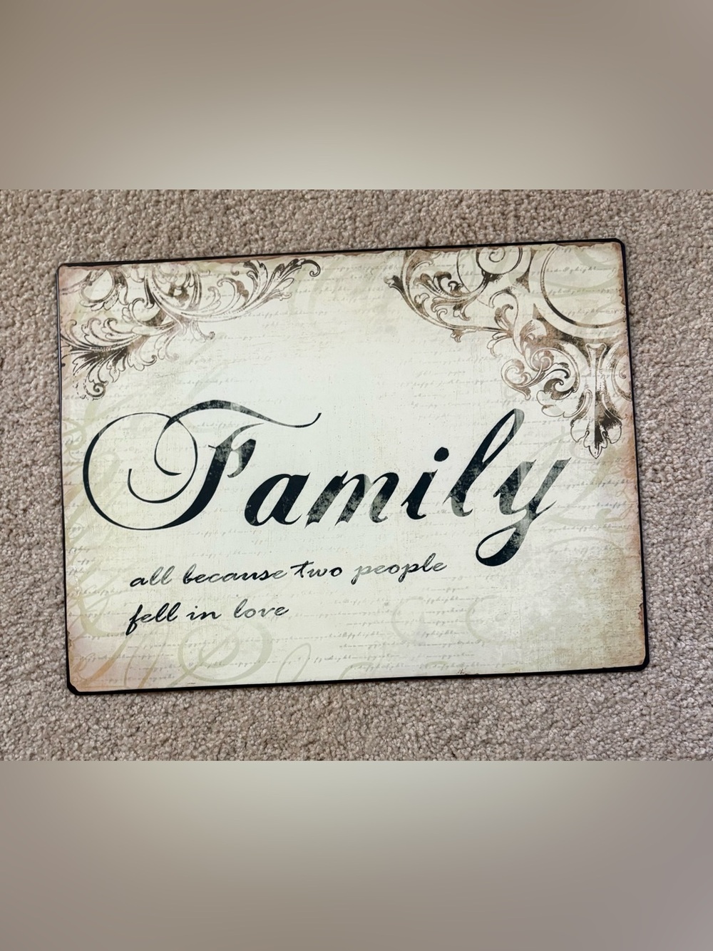 Distressed Family Script Metal Wall Art